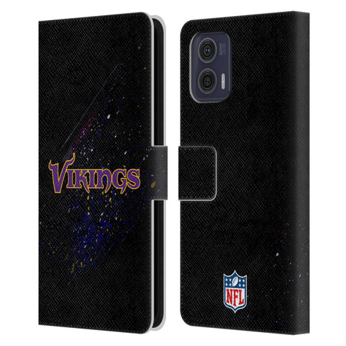 NFL Minnesota Vikings Logo Blur Leather Book Wallet Case Cover For Motorola Moto G73 5G
