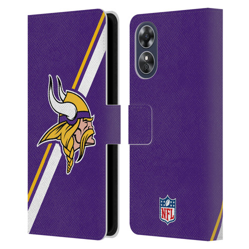 NFL Minnesota Vikings Logo Stripes Leather Book Wallet Case Cover For OPPO A17
