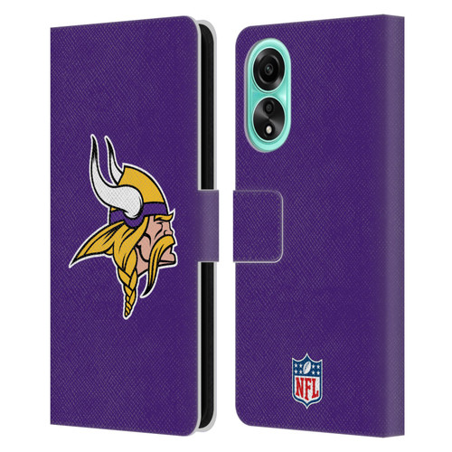 NFL Minnesota Vikings Logo Plain Leather Book Wallet Case Cover For OPPO A78 5G