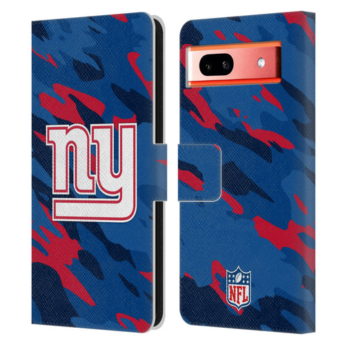 NFL New York Giants Logo Camou Leather Book Wallet Case Cover For Google Pixel 7a