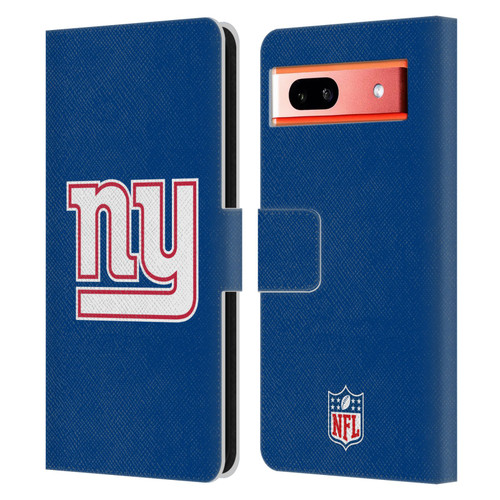 NFL New York Giants Logo Plain Leather Book Wallet Case Cover For Google Pixel 7a