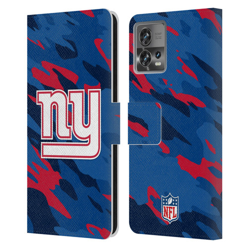 NFL New York Giants Logo Camou Leather Book Wallet Case Cover For Motorola Moto Edge 30 Fusion