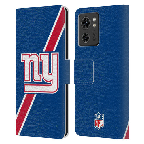 NFL New York Giants Logo Stripes Leather Book Wallet Case Cover For Motorola Moto Edge 40