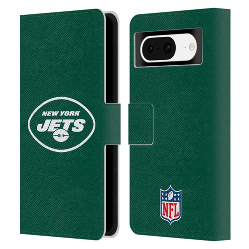 NFL New York Jets Logo Plain Leather Book Wallet Case Cover For Google Pixel 8