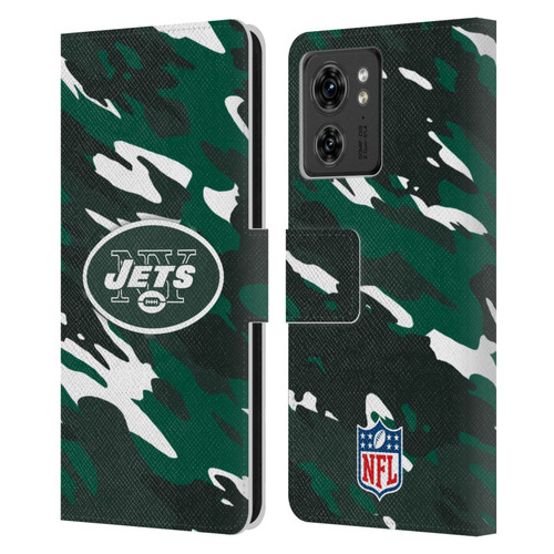NFL New York Jets Logo Camou Leather Book Wallet Case Cover For Motorola Moto Edge 40