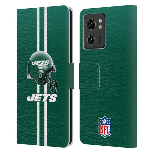NFL New York Jets Logo Helmet Leather Book Wallet Case Cover For Motorola Moto Edge 40