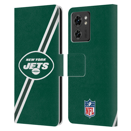 NFL New York Jets Logo Stripes Leather Book Wallet Case Cover For Motorola Moto Edge 40