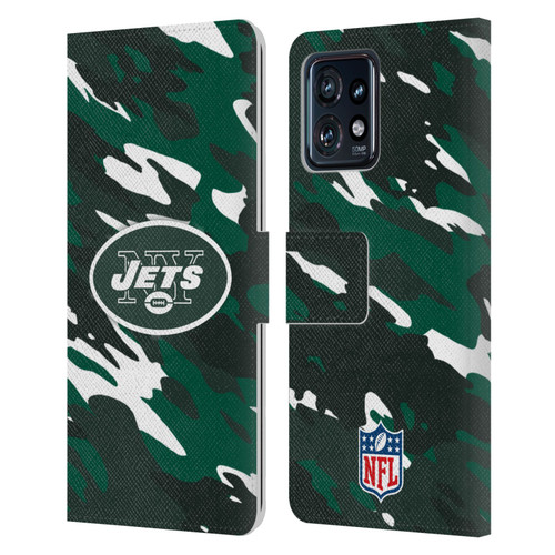 NFL New York Jets Logo Camou Leather Book Wallet Case Cover For Motorola Moto Edge 40 Pro