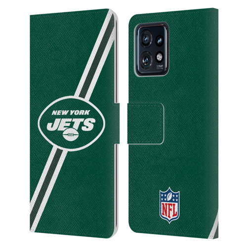 NFL New York Jets Logo Stripes Leather Book Wallet Case Cover For Motorola Moto Edge 40 Pro