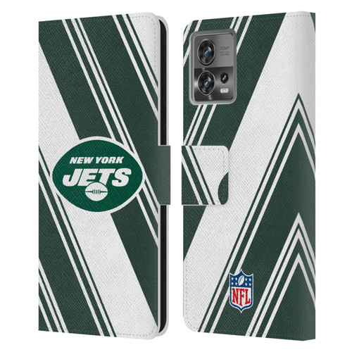 NFL New York Jets Artwork Stripes Leather Book Wallet Case Cover For Motorola Moto Edge 30 Fusion