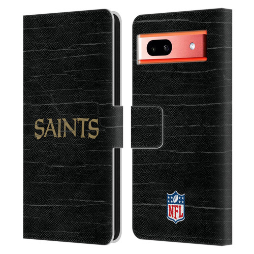 NFL New Orleans Saints Logo Distressed Look Leather Book Wallet Case Cover For Google Pixel 7a