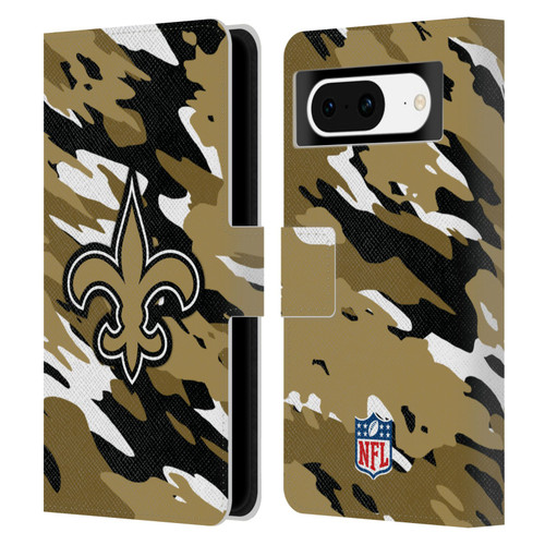 NFL New Orleans Saints Logo Camou Leather Book Wallet Case Cover For Google Pixel 8