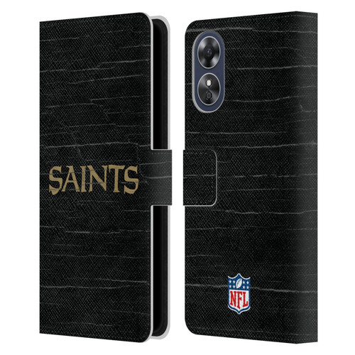NFL New Orleans Saints Logo Distressed Look Leather Book Wallet Case Cover For OPPO A17
