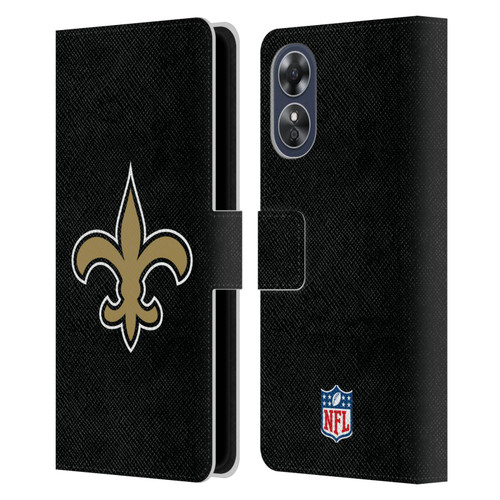 NFL New Orleans Saints Logo Plain Leather Book Wallet Case Cover For OPPO A17