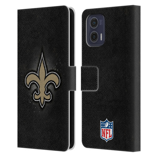 NFL New Orleans Saints Artwork LED Leather Book Wallet Case Cover For Motorola Moto G73 5G