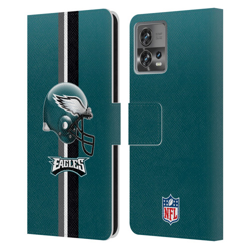 NFL Philadelphia Eagles Logo Helmet Leather Book Wallet Case Cover For Motorola Moto Edge 30 Fusion