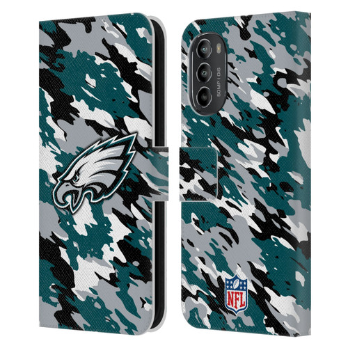 NFL Philadelphia Eagles Logo Camou Leather Book Wallet Case Cover For Motorola Moto G82 5G