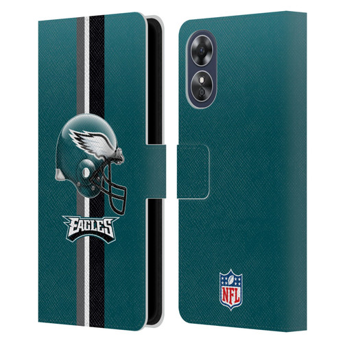 NFL Philadelphia Eagles Logo Helmet Leather Book Wallet Case Cover For OPPO A17