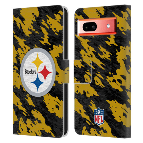 NFL Pittsburgh Steelers Logo Camou Leather Book Wallet Case Cover For Google Pixel 7a