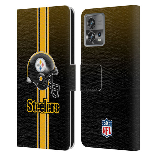 NFL Pittsburgh Steelers Logo Helmet Leather Book Wallet Case Cover For Motorola Moto Edge 30 Fusion