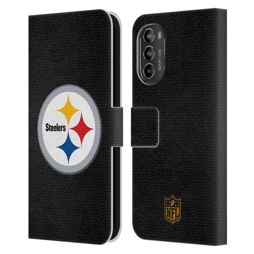 NFL Pittsburgh Steelers Logo Football Leather Book Wallet Case Cover For Motorola Moto G82 5G