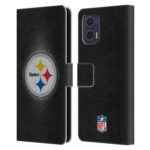 NFL Pittsburgh Steelers Artwork LED Leather Book Wallet Case Cover For Motorola Moto G73 5G