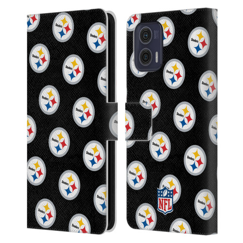 NFL Pittsburgh Steelers Artwork Patterns Leather Book Wallet Case Cover For Motorola Moto G73 5G