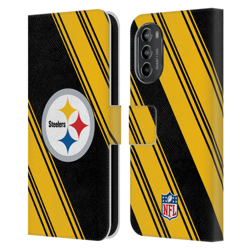 NFL Pittsburgh Steelers Artwork Stripes Leather Book Wallet Case Cover For Motorola Moto G82 5G