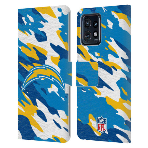 NFL Los Angeles Chargers Logo Camou Leather Book Wallet Case Cover For Motorola Moto Edge 40 Pro