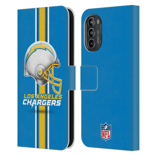 NFL Los Angeles Chargers Logo Helmet Leather Book Wallet Case Cover For Motorola Moto G82 5G
