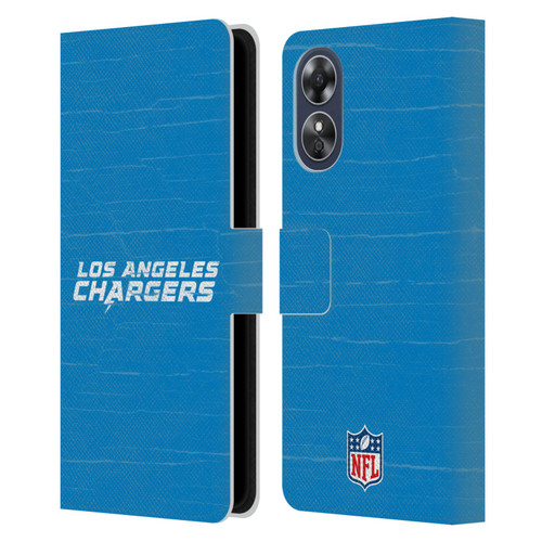 NFL Los Angeles Chargers Logo Distressed Look Leather Book Wallet Case Cover For OPPO A17