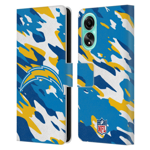 NFL Los Angeles Chargers Logo Camou Leather Book Wallet Case Cover For OPPO A78 4G
