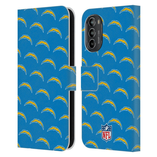 NFL Los Angeles Chargers Artwork Patterns Leather Book Wallet Case Cover For Motorola Moto G82 5G