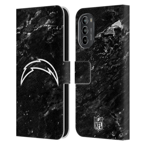 NFL Los Angeles Chargers Artwork Marble Leather Book Wallet Case Cover For Motorola Moto G82 5G
