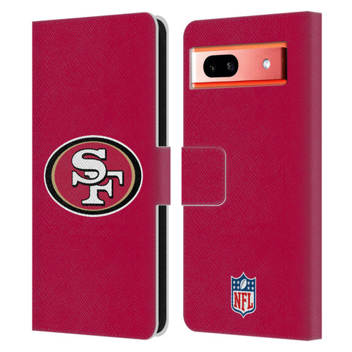 NFL San Francisco 49Ers Logo Plain Leather Book Wallet Case Cover For Google Pixel 7a