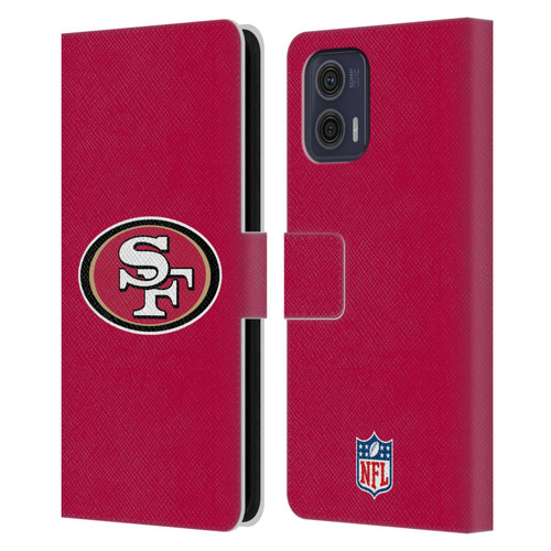 NFL San Francisco 49Ers Logo Plain Leather Book Wallet Case Cover For Motorola Moto G73 5G