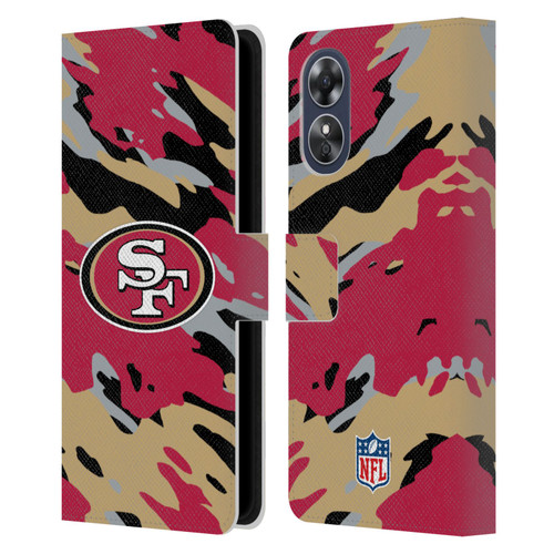 NFL San Francisco 49Ers Logo Camou Leather Book Wallet Case Cover For OPPO A17