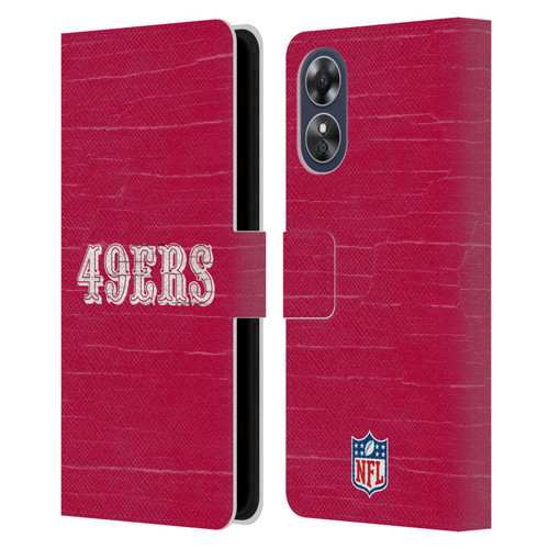 NFL San Francisco 49Ers Logo Distressed Look Leather Book Wallet Case Cover For OPPO A17
