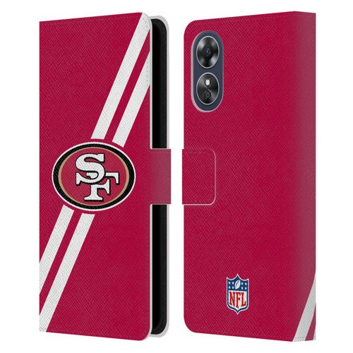 NFL San Francisco 49Ers Logo Stripes Leather Book Wallet Case Cover For OPPO A17