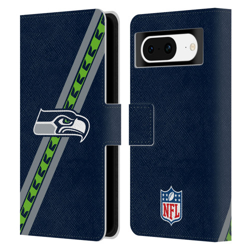 NFL Seattle Seahawks Logo Stripes Leather Book Wallet Case Cover For Google Pixel 8