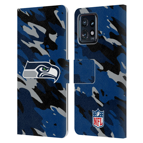 NFL Seattle Seahawks Logo Camou Leather Book Wallet Case Cover For Motorola Moto Edge 40 Pro