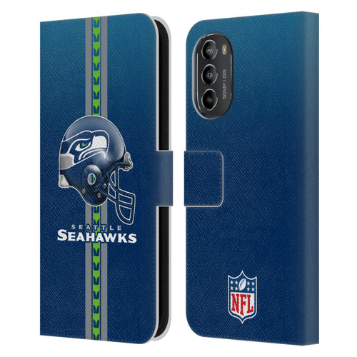 NFL Seattle Seahawks Logo Helmet Leather Book Wallet Case Cover For Motorola Moto G82 5G