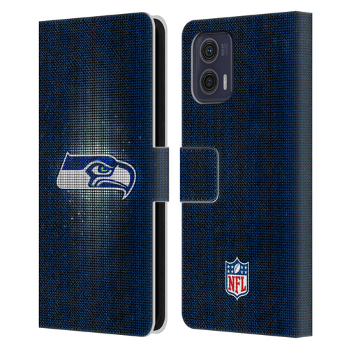 NFL Seattle Seahawks Artwork LED Leather Book Wallet Case Cover For Motorola Moto G73 5G