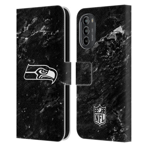 NFL Seattle Seahawks Artwork Marble Leather Book Wallet Case Cover For Motorola Moto G82 5G