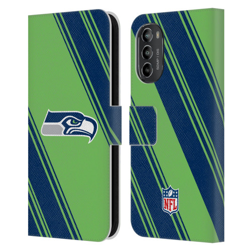 NFL Seattle Seahawks Artwork Stripes Leather Book Wallet Case Cover For Motorola Moto G82 5G