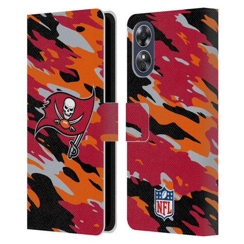 NFL Tampa Bay Buccaneers Logo Camou Leather Book Wallet Case Cover For OPPO A17