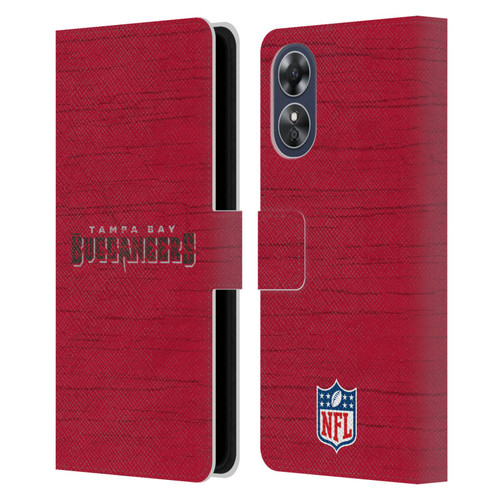 NFL Tampa Bay Buccaneers Logo Distressed Look Leather Book Wallet Case Cover For OPPO A17