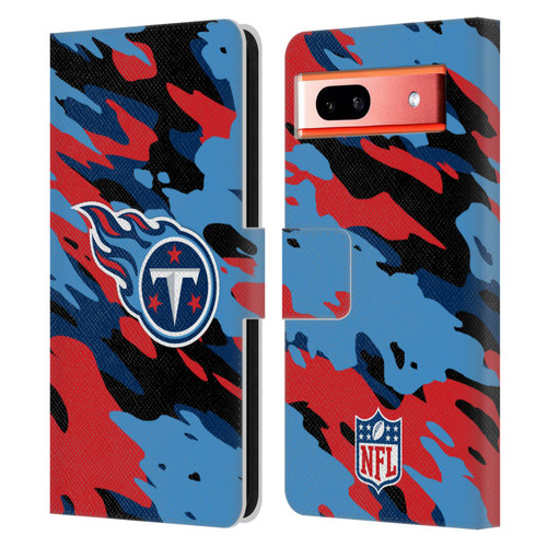 NFL Tennessee Titans Logo Camou Leather Book Wallet Case Cover For Google Pixel 7a