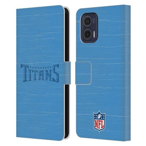 NFL Tennessee Titans Logo Distressed Look Leather Book Wallet Case Cover For Motorola Moto G73 5G