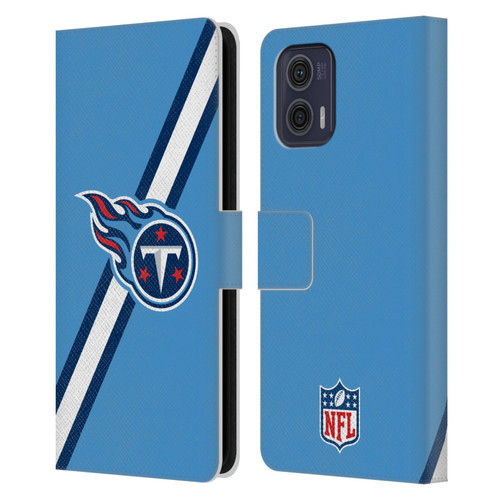 NFL Tennessee Titans Logo Stripes Leather Book Wallet Case Cover For Motorola Moto G73 5G